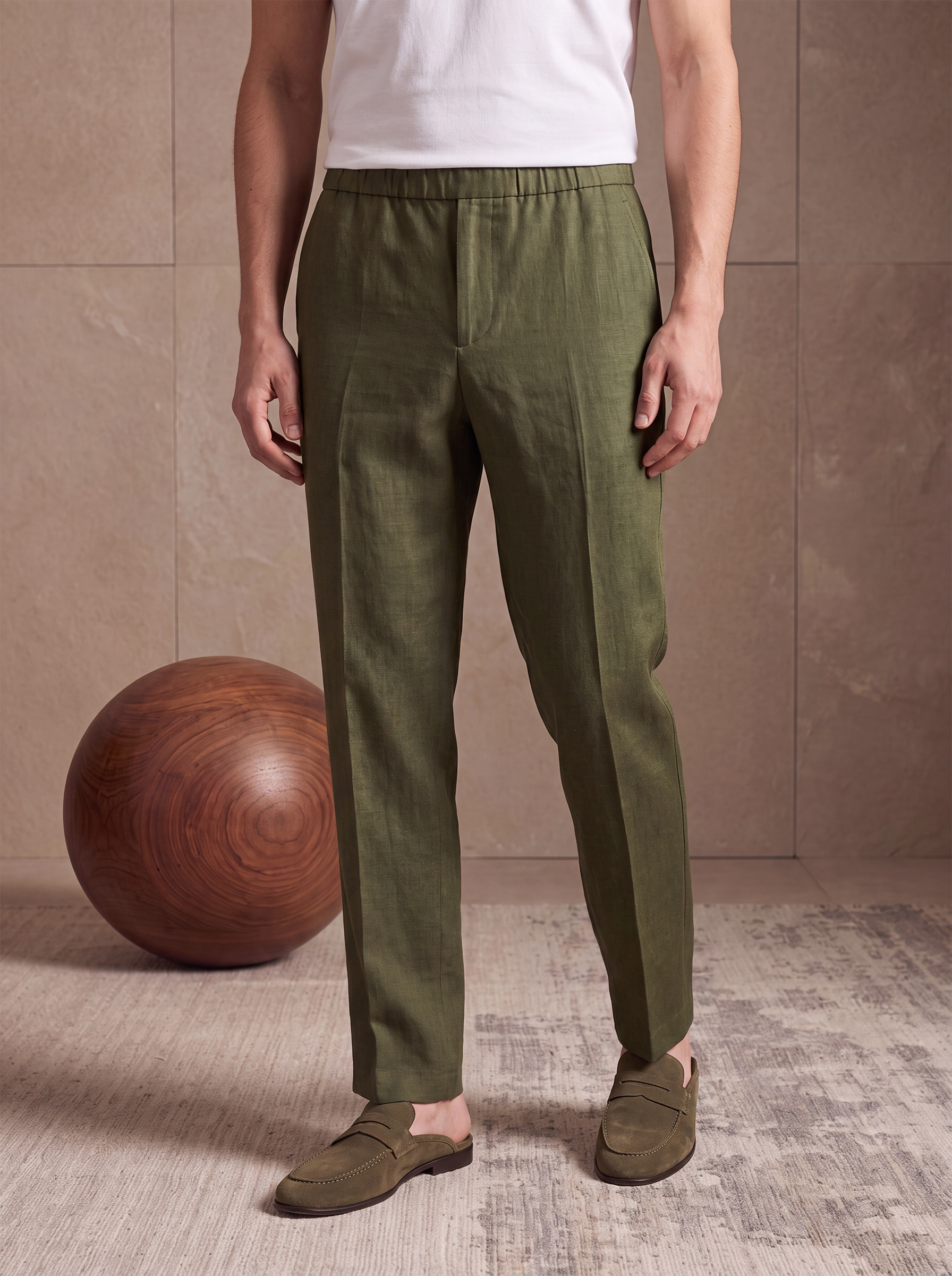 LINEN PANTS - Olive Green