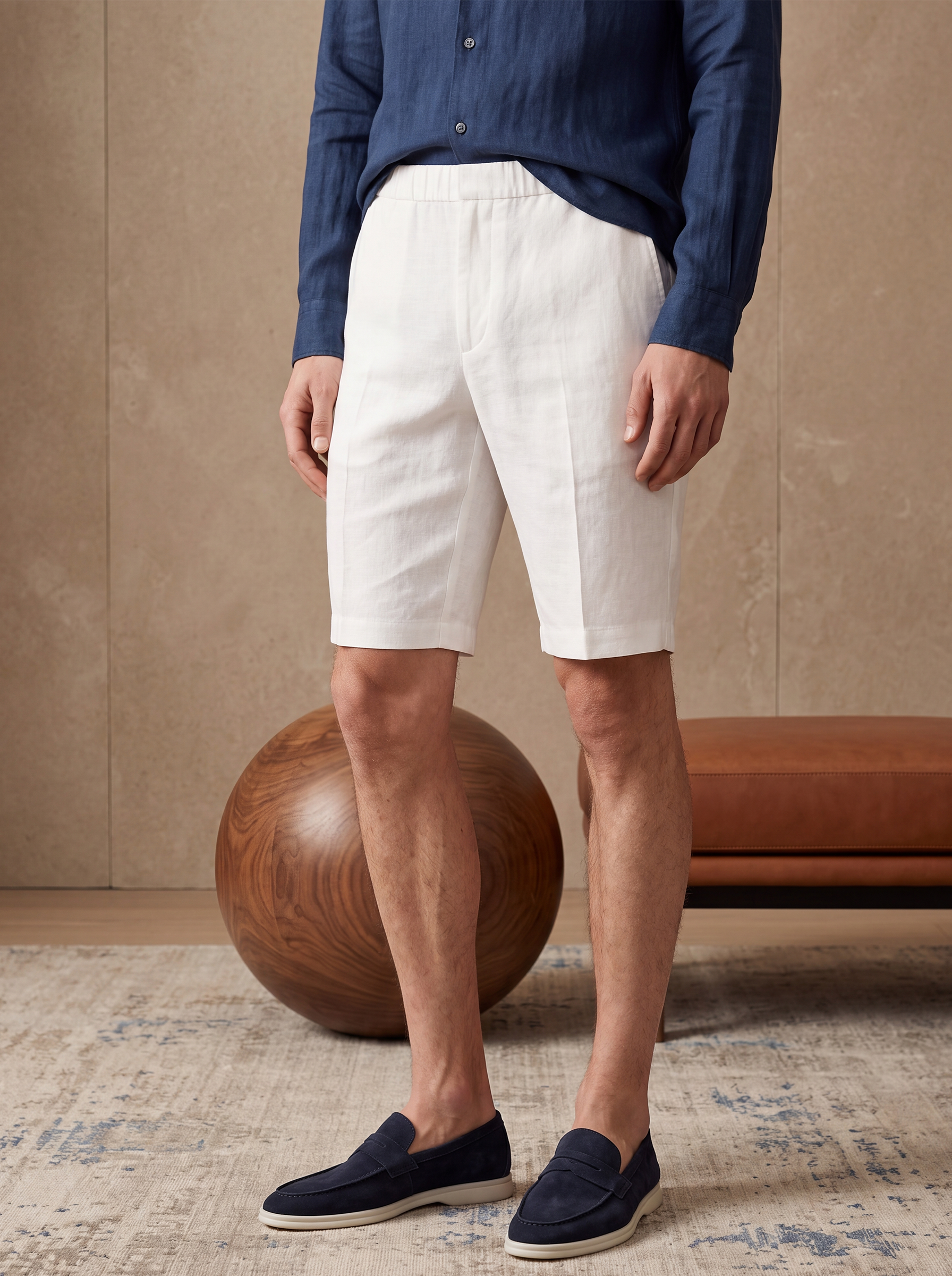 LINEN SHORTS - White