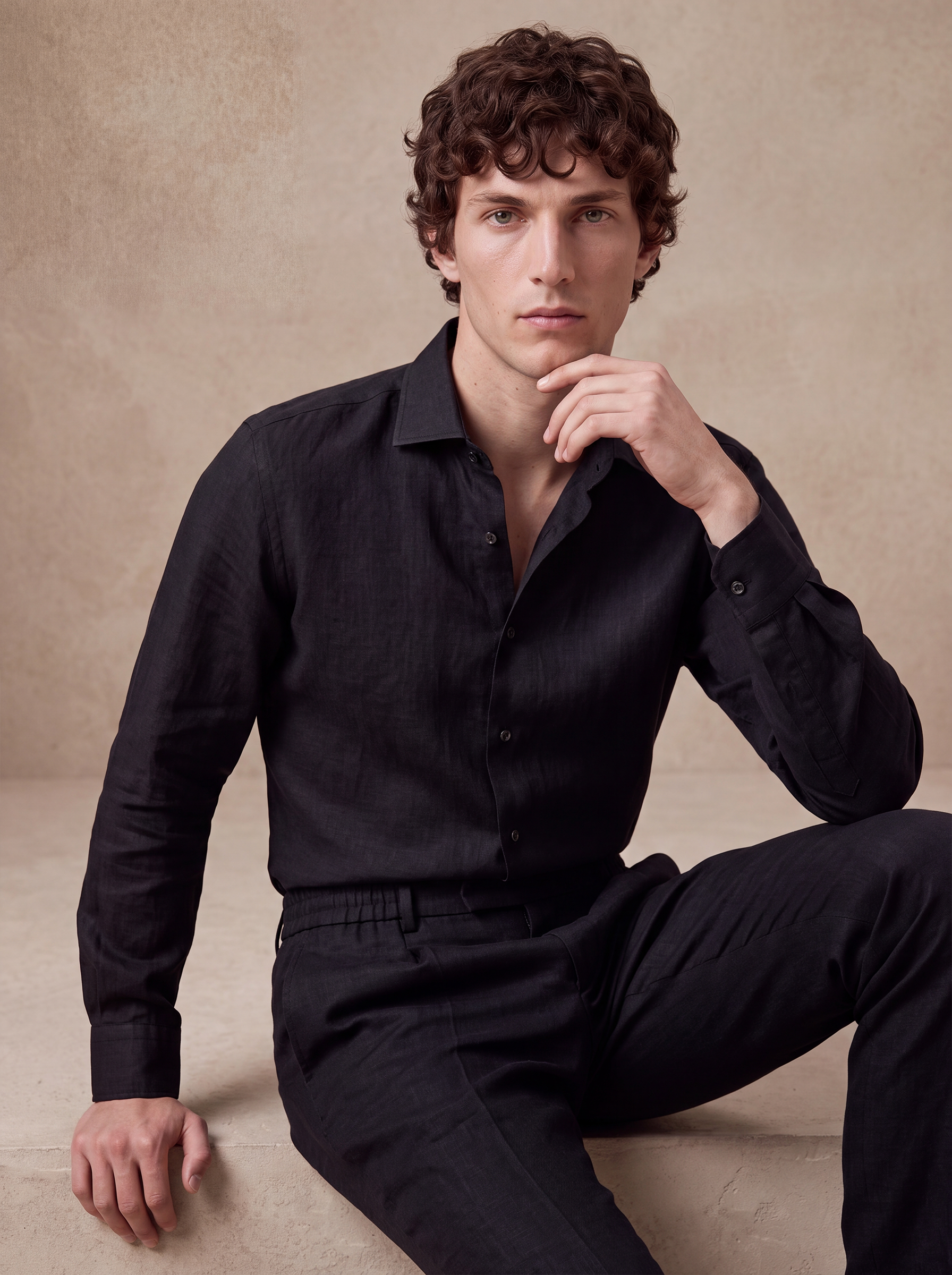 LINEN SHIRT - Black