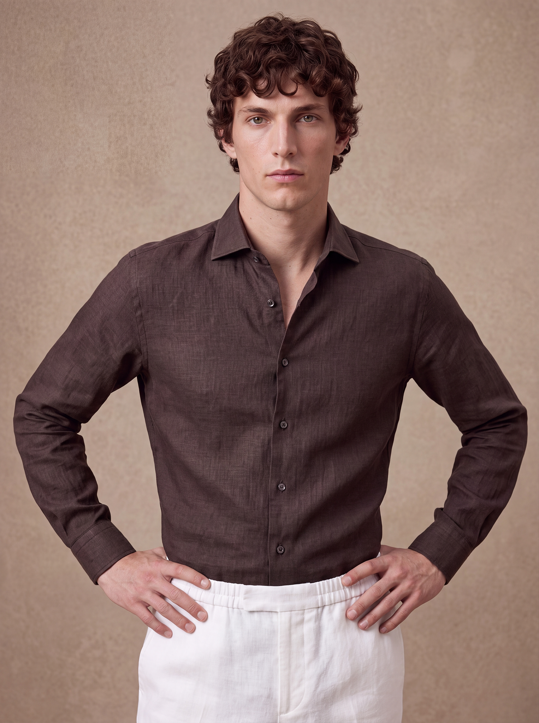 LINEN SHIRT - Brown
