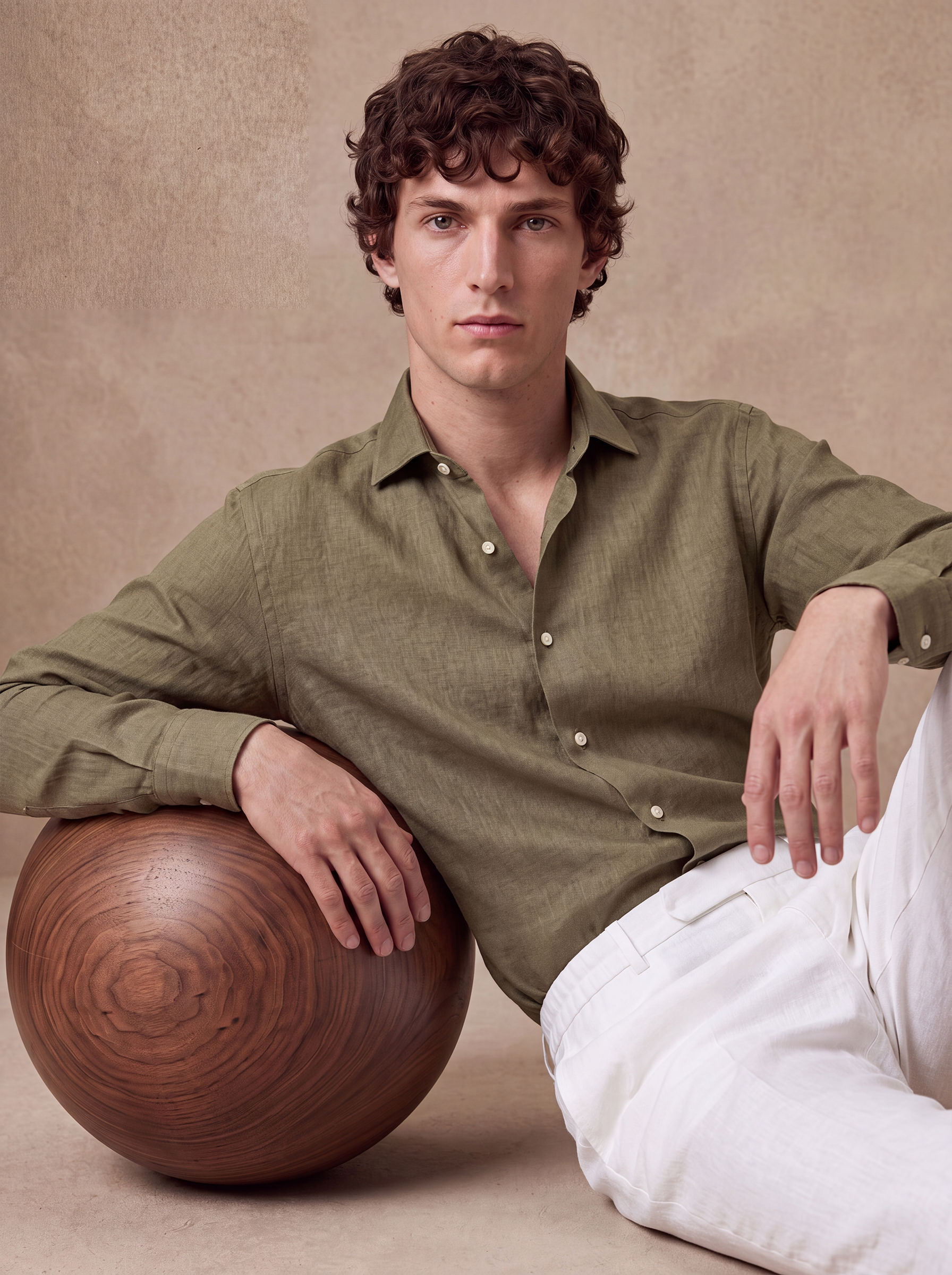 LINEN  SHIRT - Olive Green