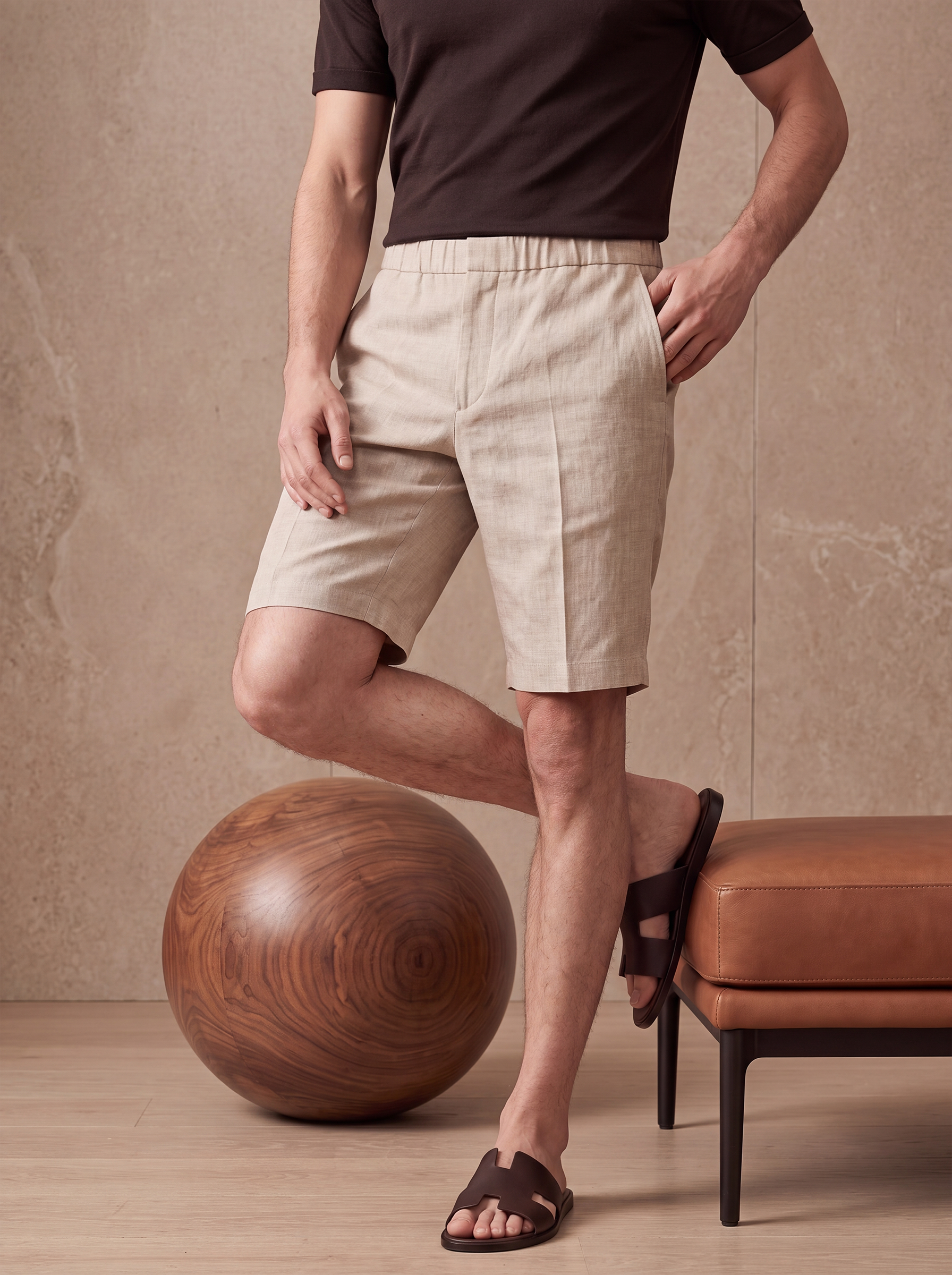 LINEN SHORTS - Beige