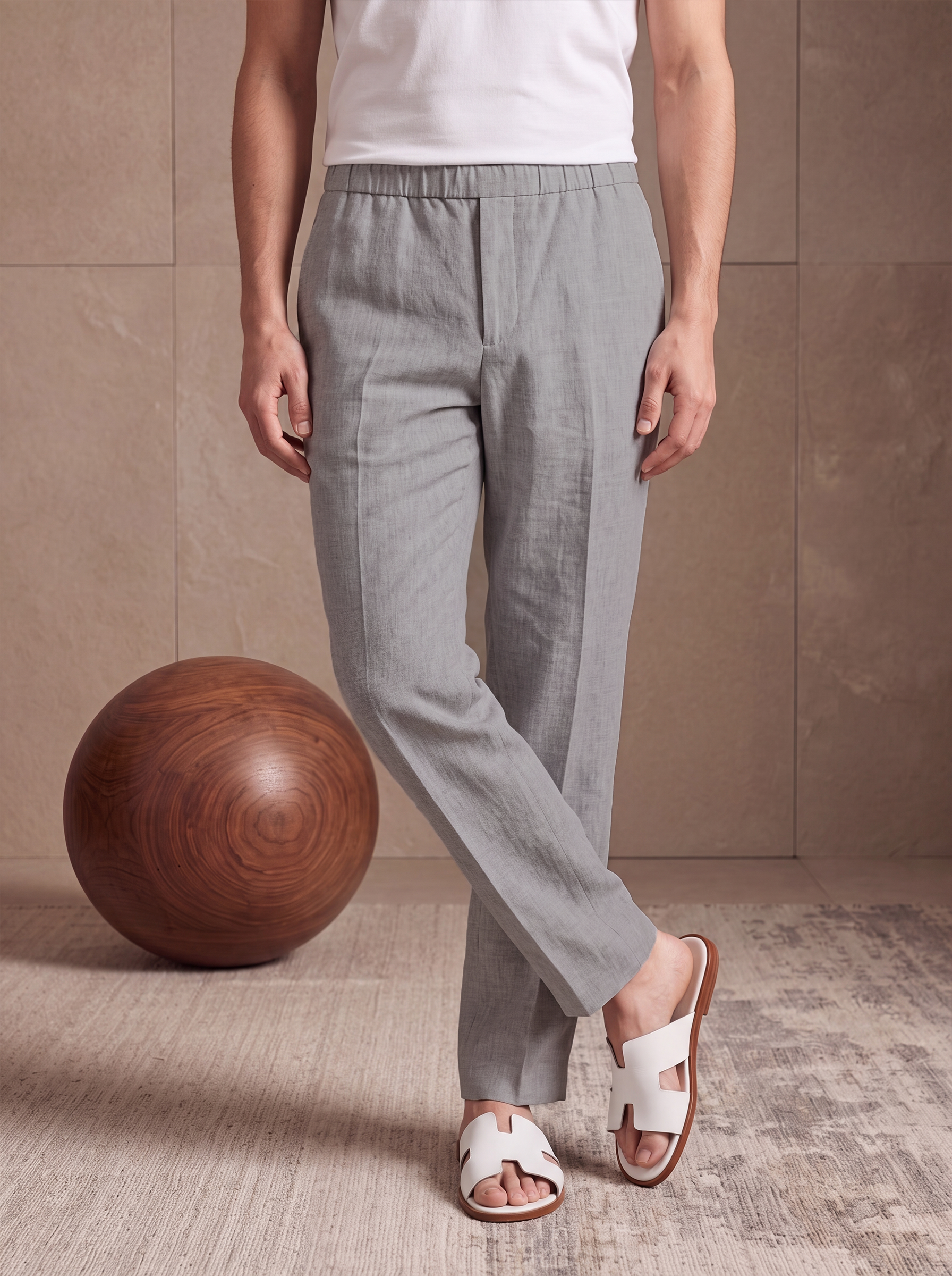 LINEN PANTS - Grey