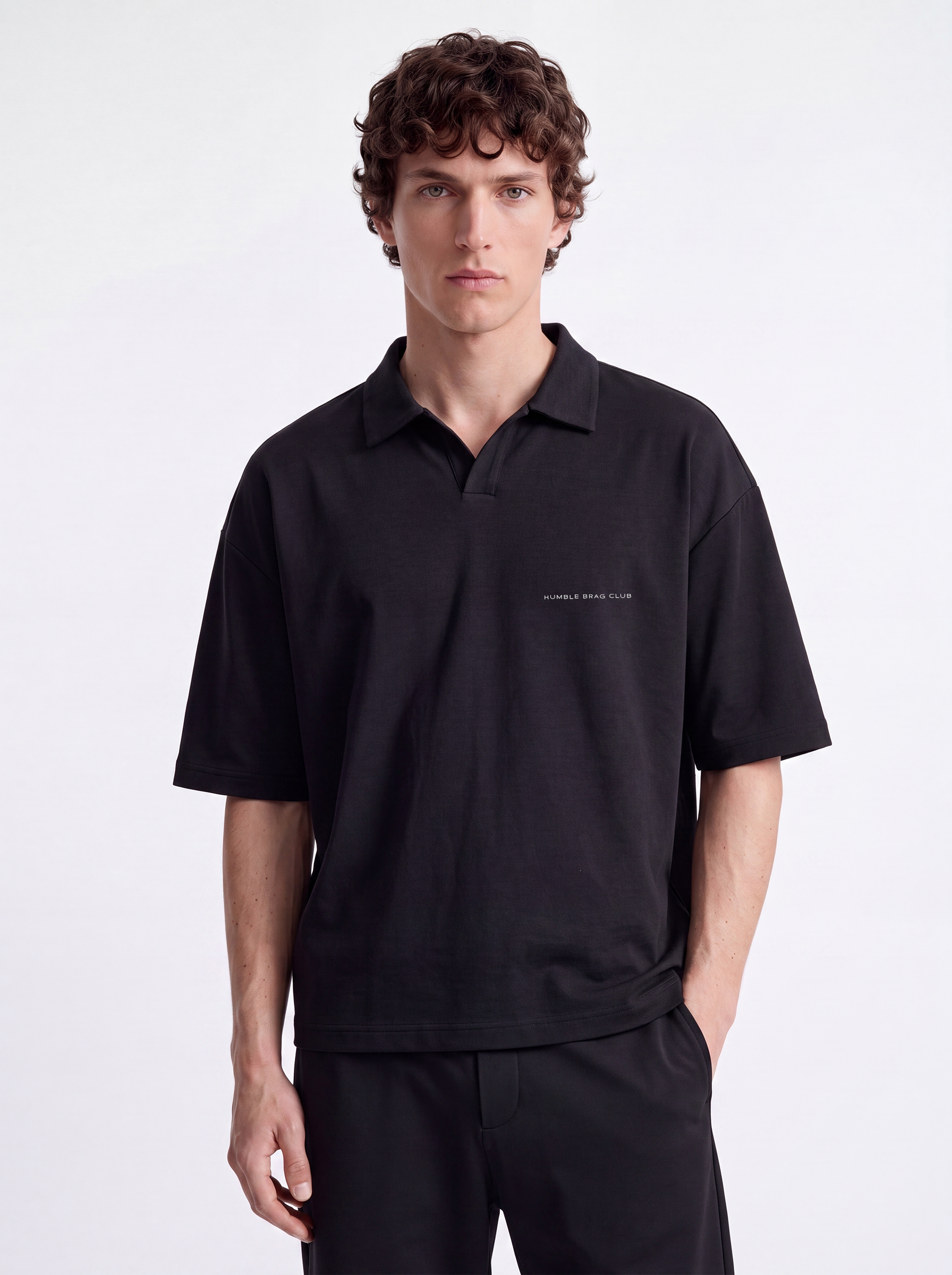 OVERSIZED POLO TEE - Cash Grab Black