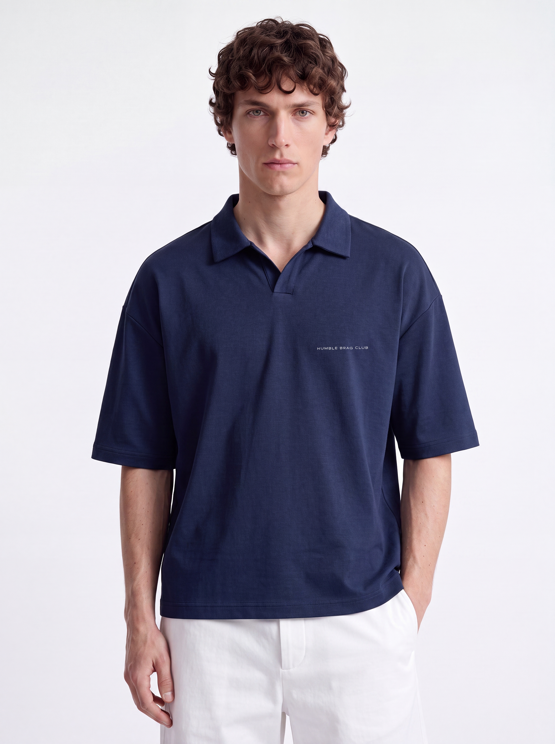 OVERSIZED POLO TEE - Cash Grab Blue