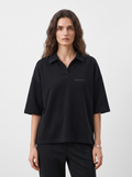 Women's OVERSIZED POLO TEE - Black