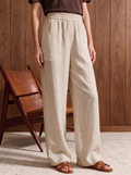 Women's LINEN BLEND TROUSER - Beige