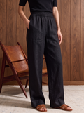 Women's LINEN BLEND TROUSER - Black