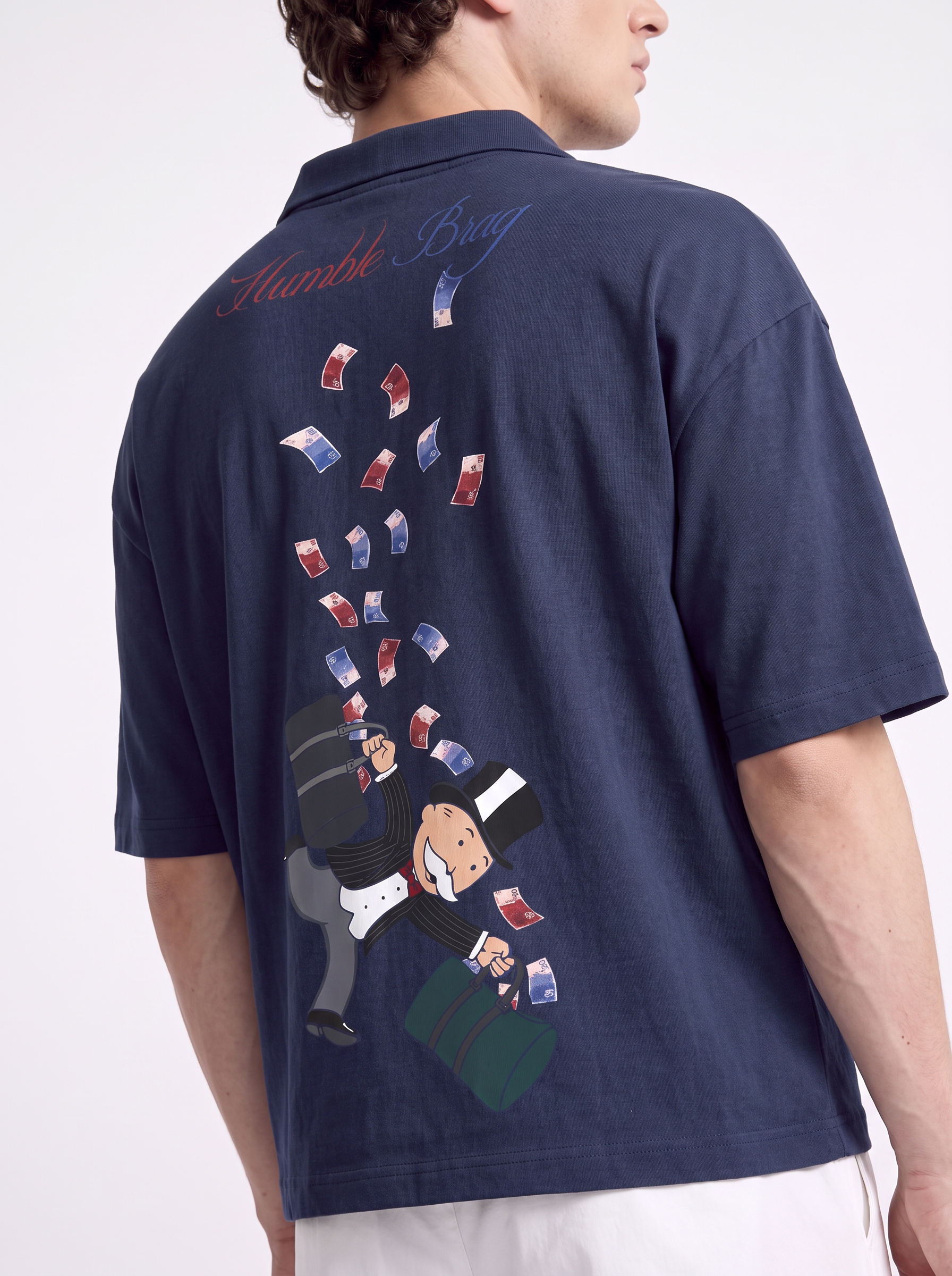 OVERSIZED POLO TEE - Cash Grab Blue