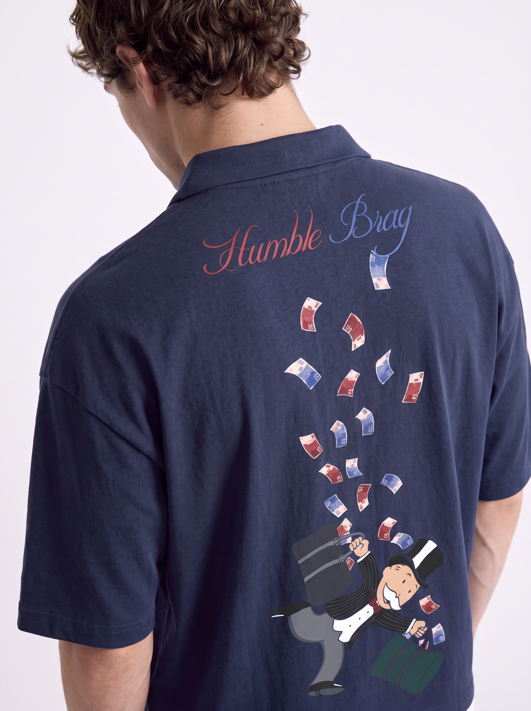 OVERSIZED POLO TEE - Cash Grab Blue