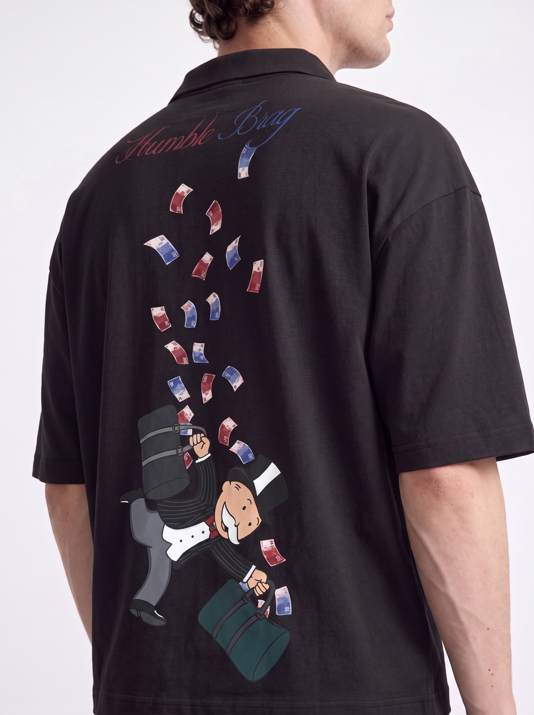 OVERSIZED POLO TEE - Cash Grab Black