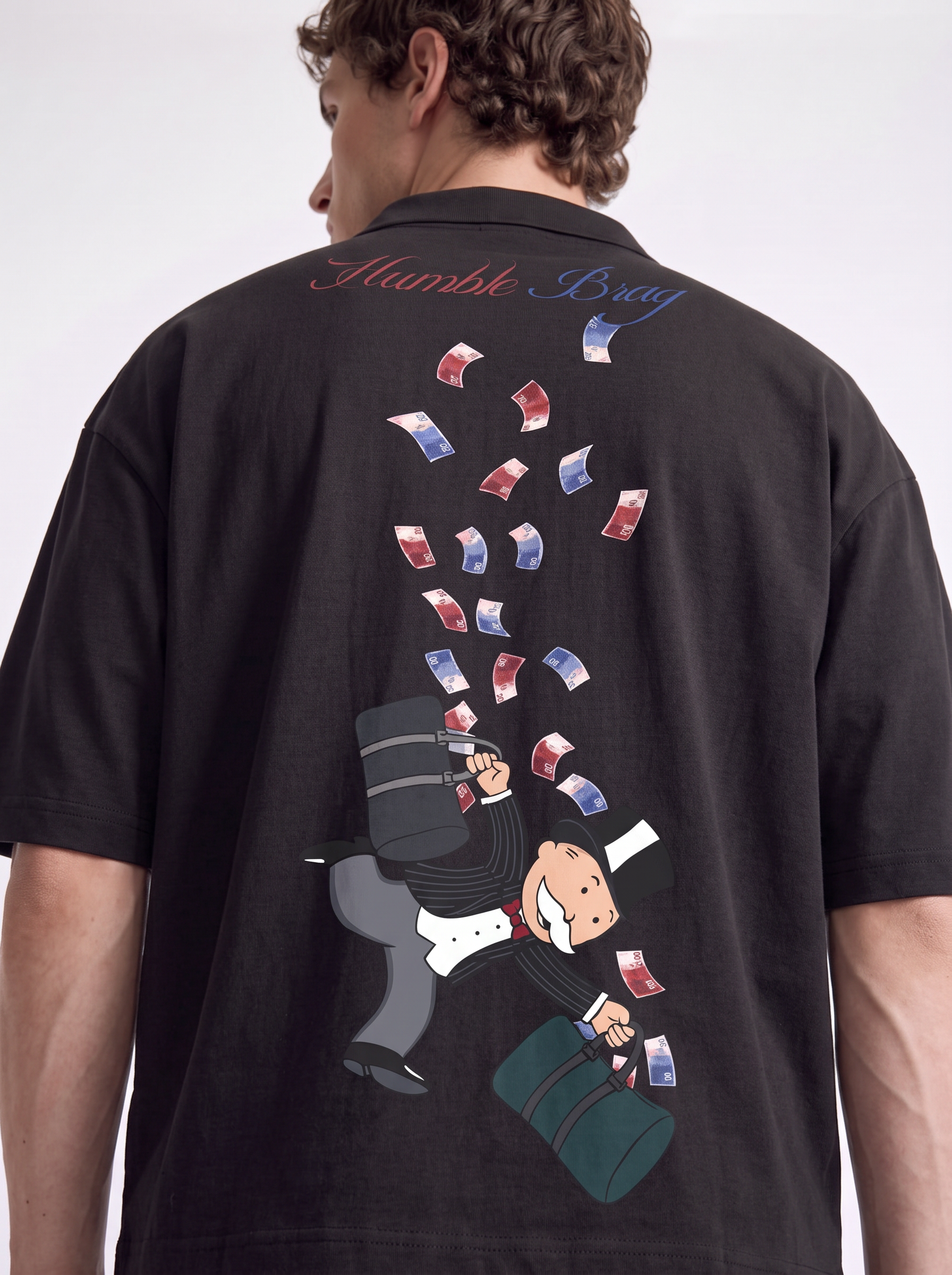 OVERSIZED POLO TEE - Cash Grab Black