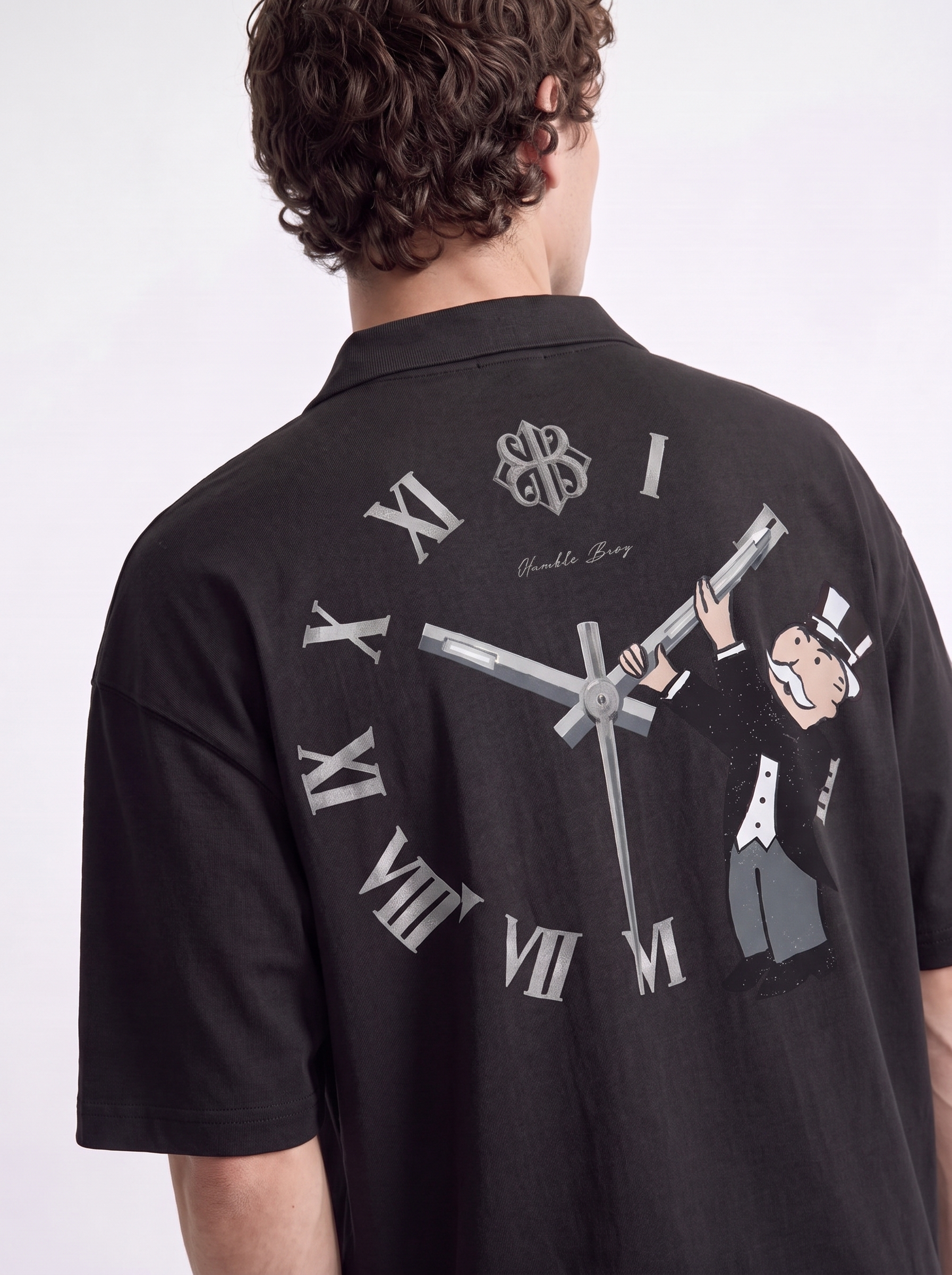 OVERSIZED POLO TEE - Watch Man Black
