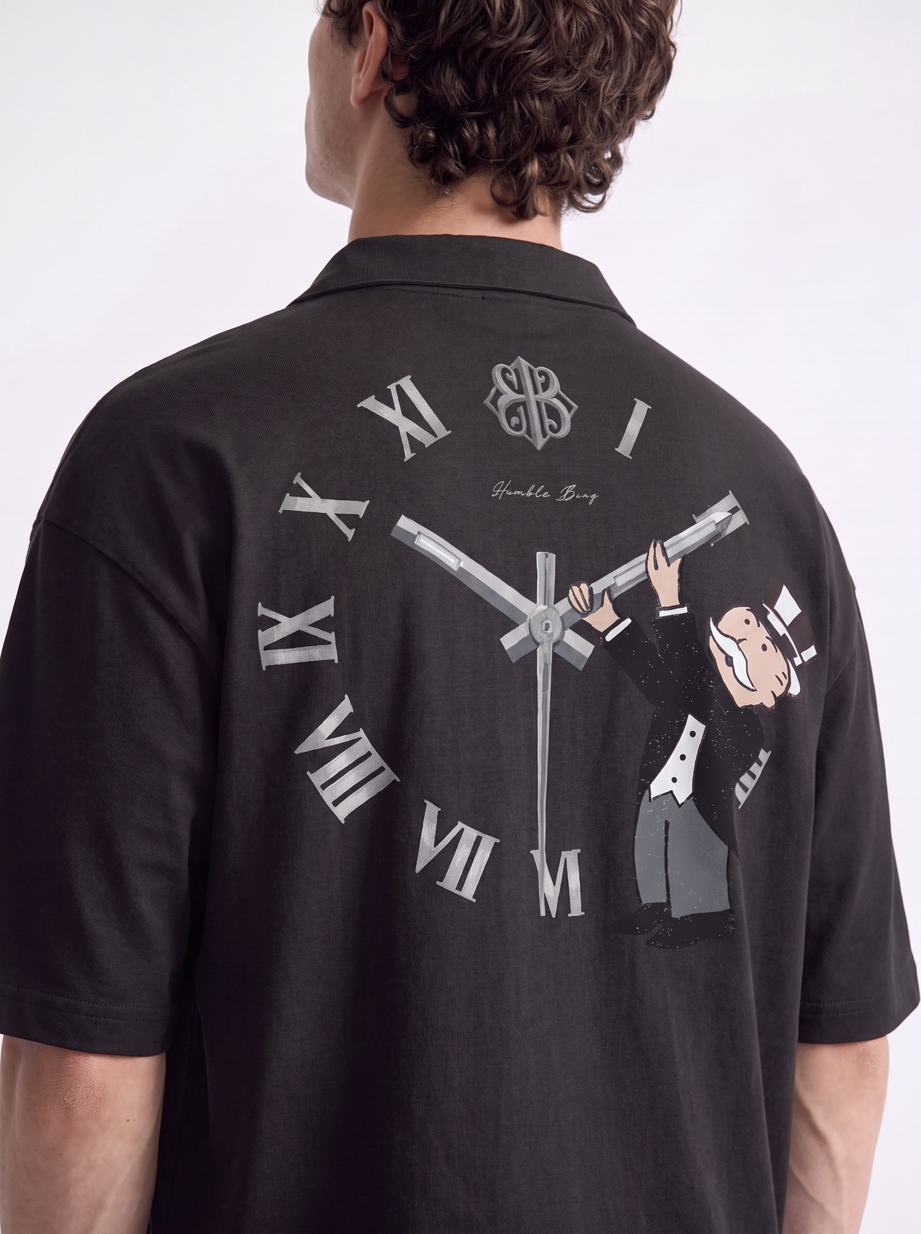 OVERSIZED POLO TEE - Watch Man Black