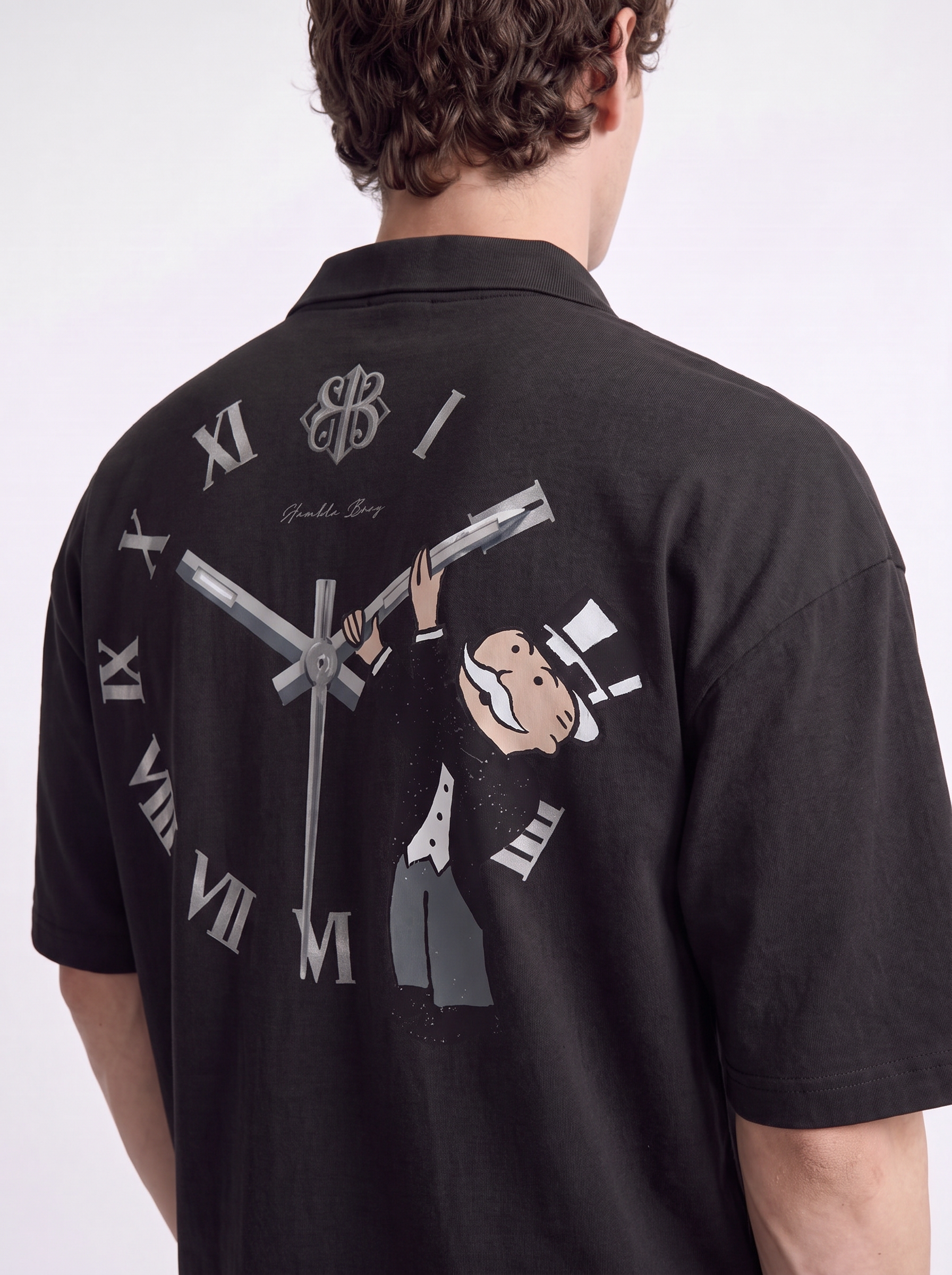OVERSIZED POLO TEE - Watch Man Black