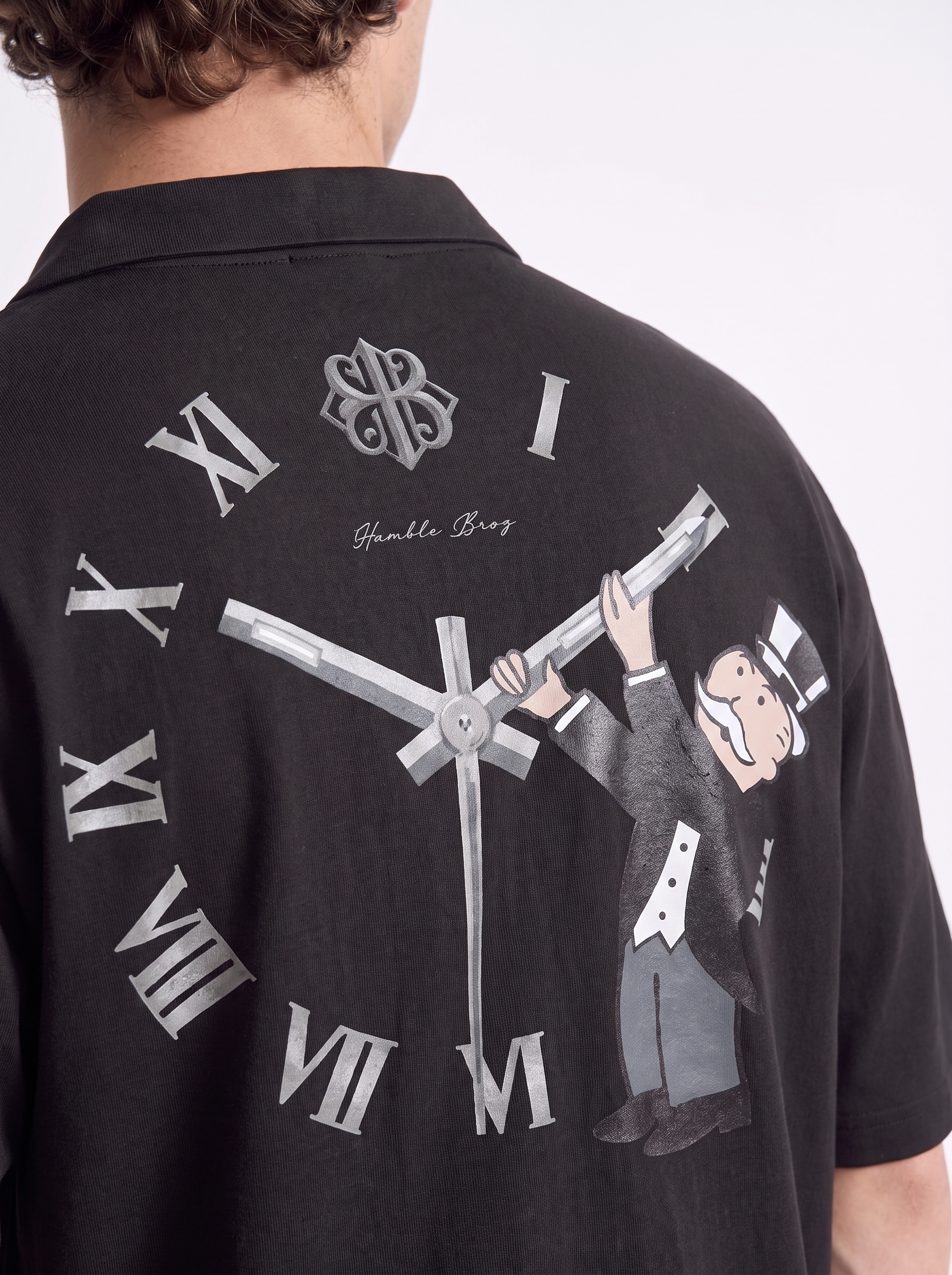 OVERSIZED POLO TEE - Watch Man Black