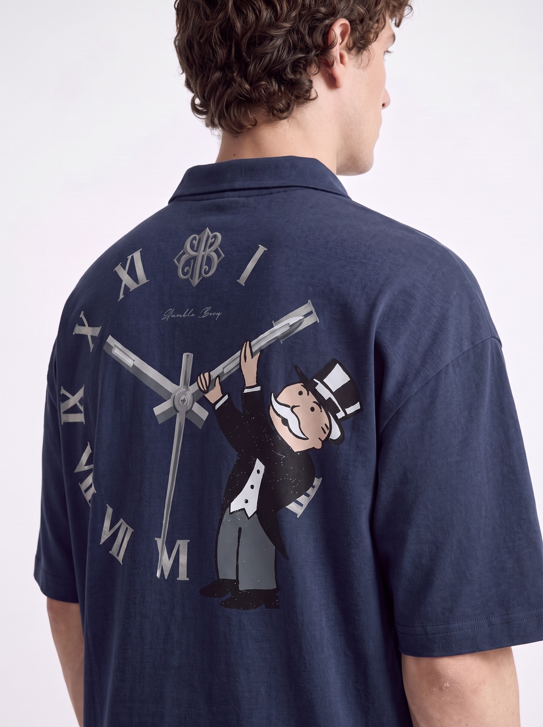OVERSIZED POLO TEE - Watch Man Blue