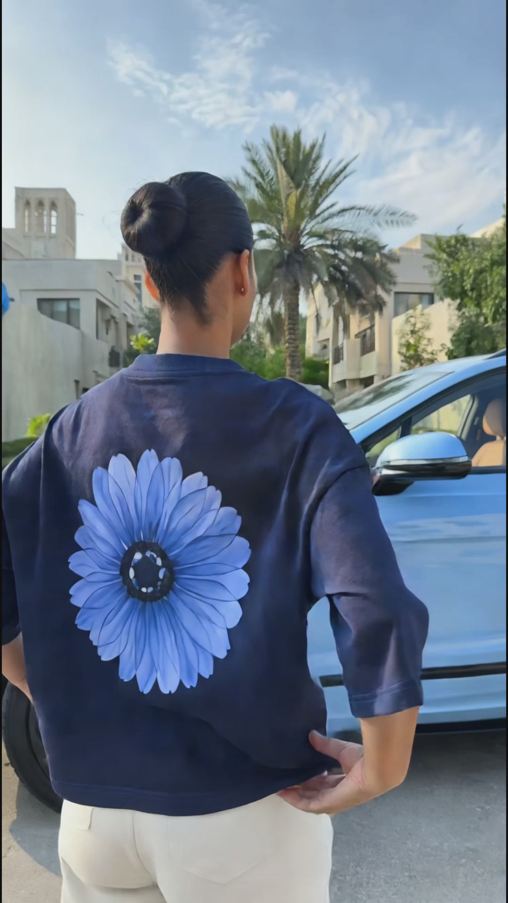 Women's OVERSZIED TEE - Blueberry bloom